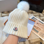 Premium Knit Beanie with Fox Fur Pom — Soft, Warm & Stylish