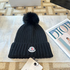 Premium Knit Beanie with Fox Fur Pom — Soft, Warm & Stylish