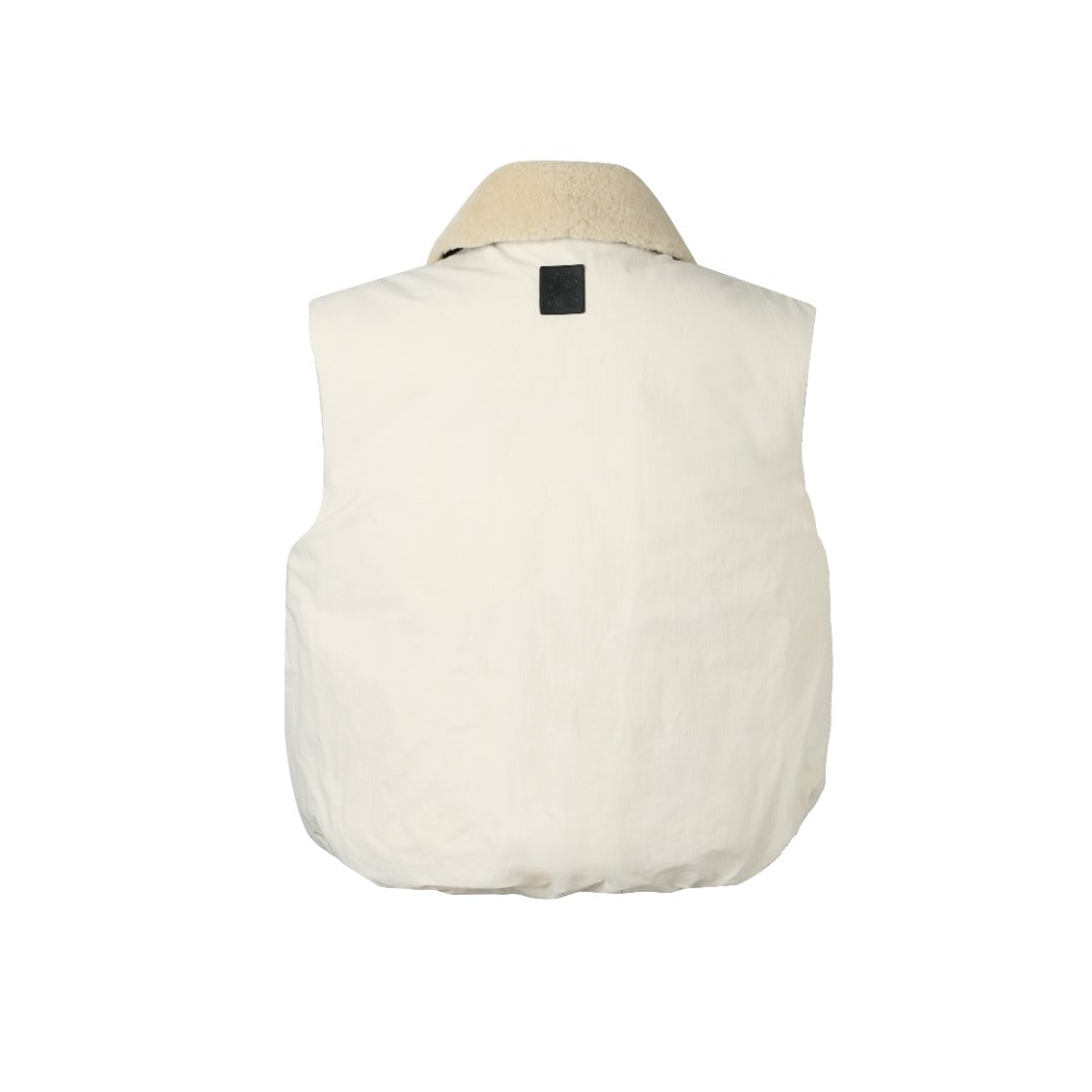 L*0*W Down Vest with Lambswool Collar & Ribbon Accents
