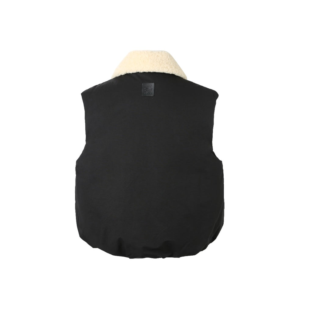 L*0*W Down Vest with Lambswool Collar & Ribbon Accents