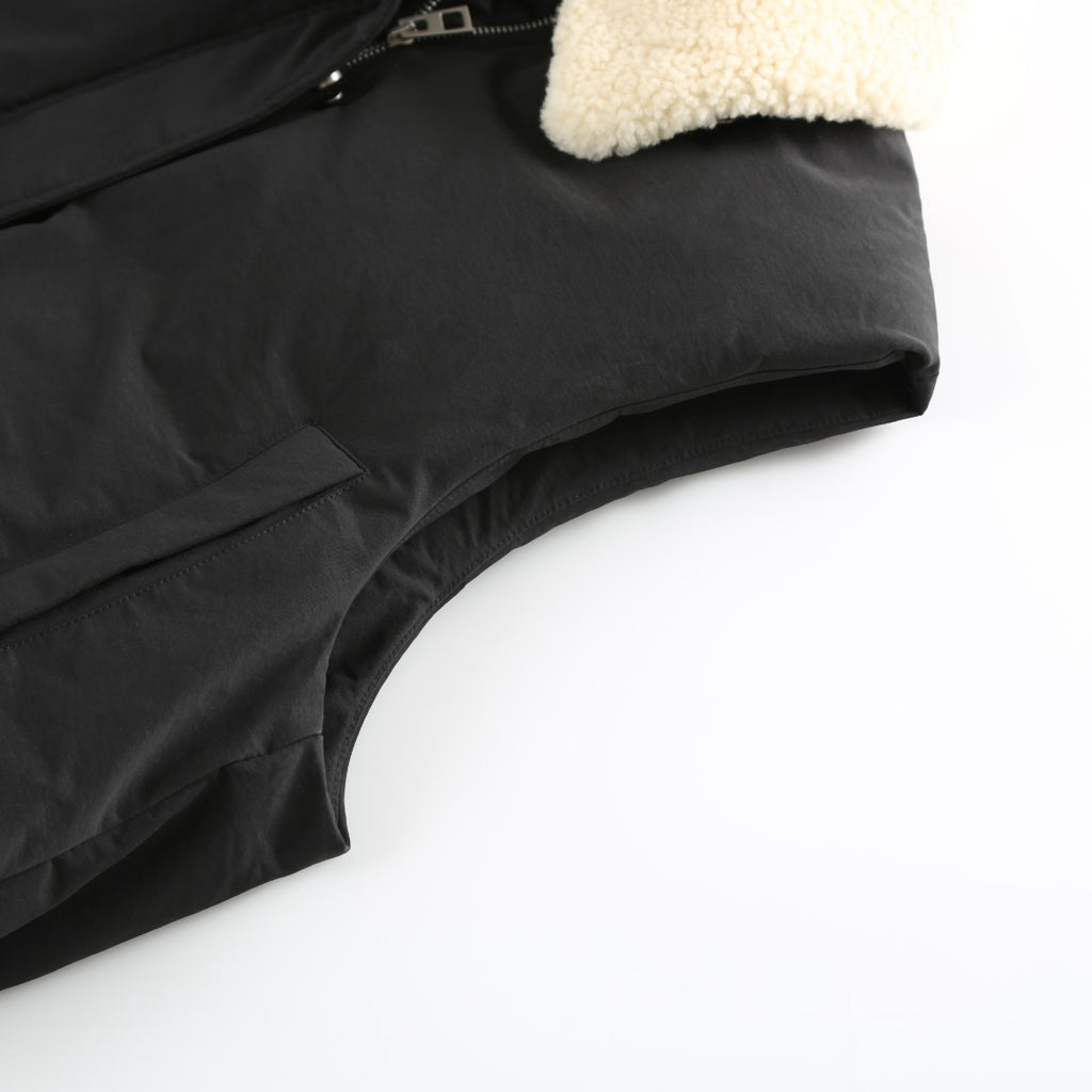 L*0*W Down Vest with Lambswool Collar & Ribbon Accents