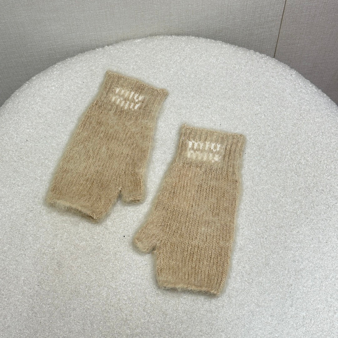 Luxury Wool & Mohair Gloves with Contrast Logo