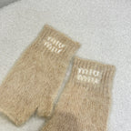 Luxury Wool & Mohair Gloves with Contrast Logo