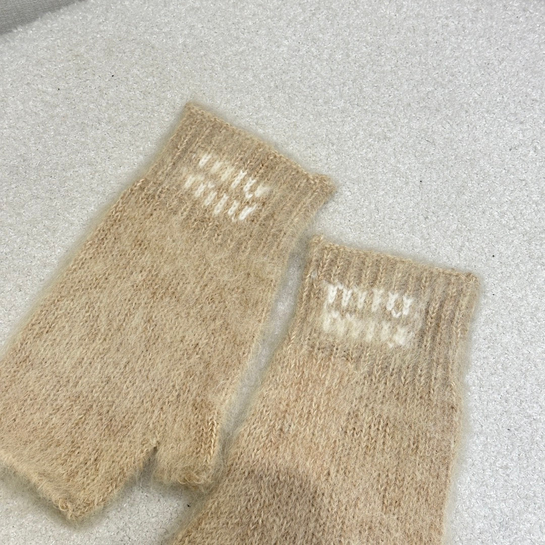 Luxury Wool & Mohair Gloves with Contrast Logo