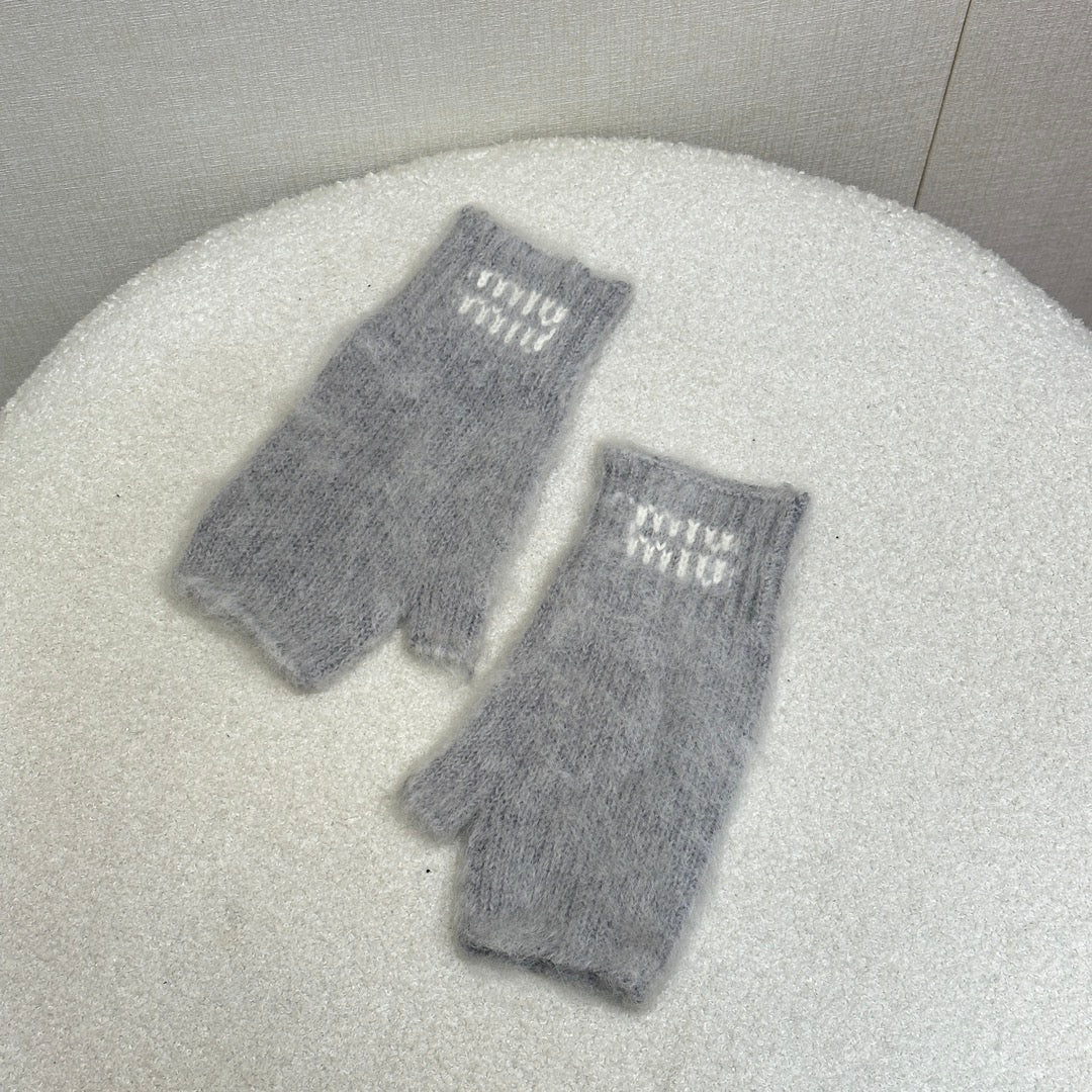 Luxury Wool & Mohair Gloves with Contrast Logo