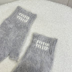 Luxury Wool & Mohair Gloves with Contrast Logo