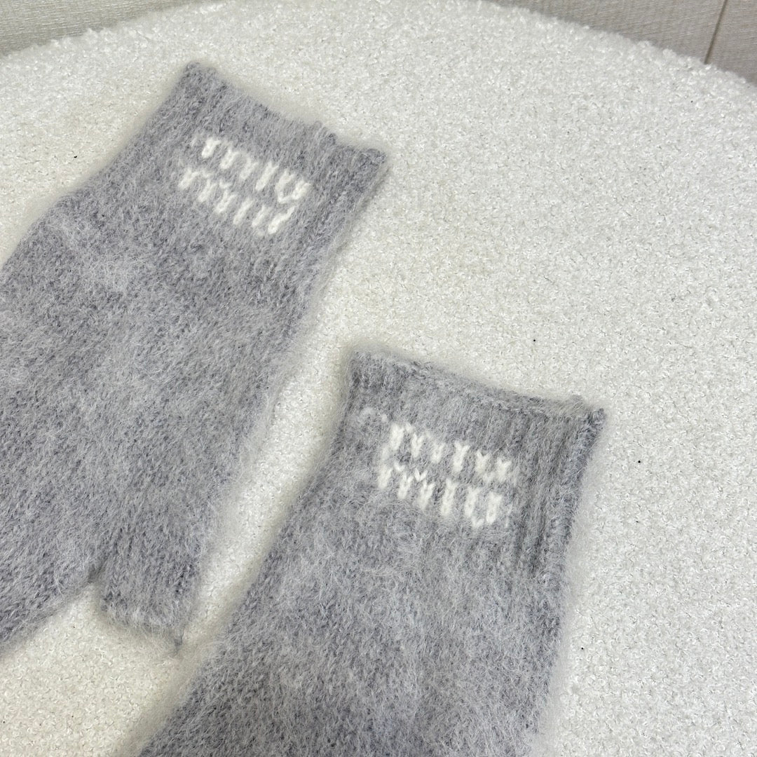 Luxury Wool & Mohair Gloves with Contrast Logo