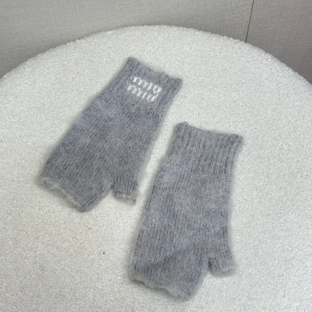 Luxury Wool & Mohair Gloves with Contrast Logo
