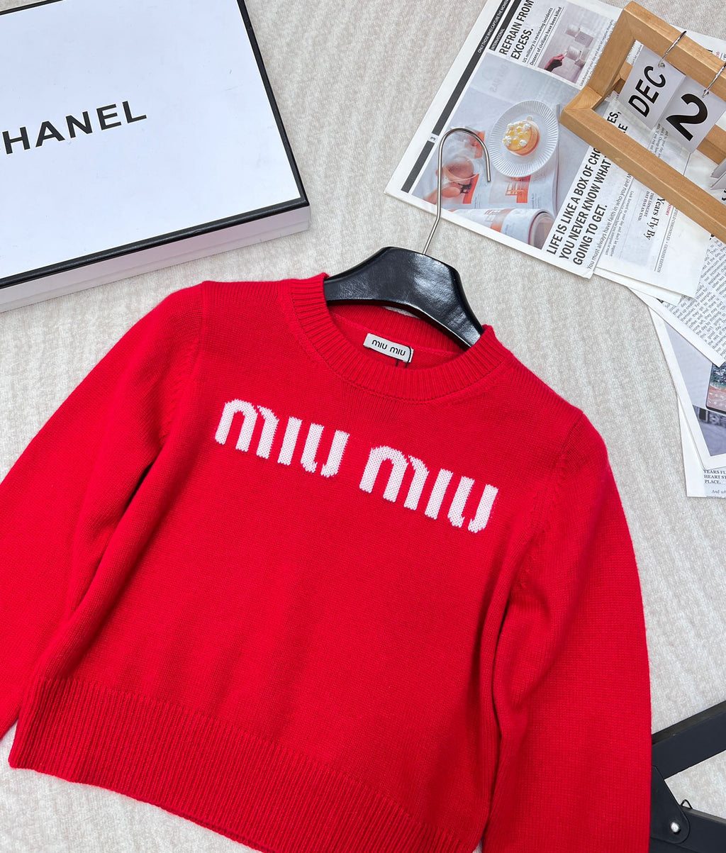 Collegiate Letter Knit Wool Sweater