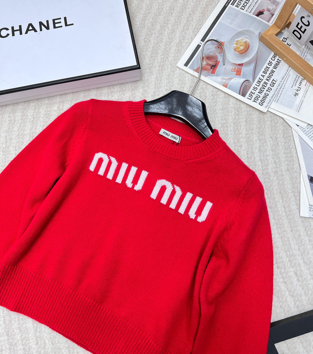 Collegiate Letter Knit Wool Sweater