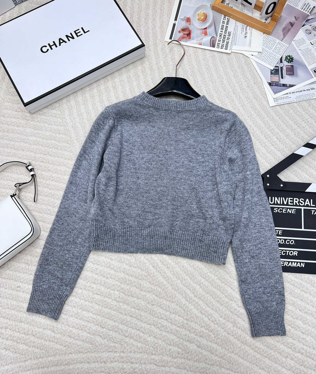 Collegiate Letter Knit Wool Sweater