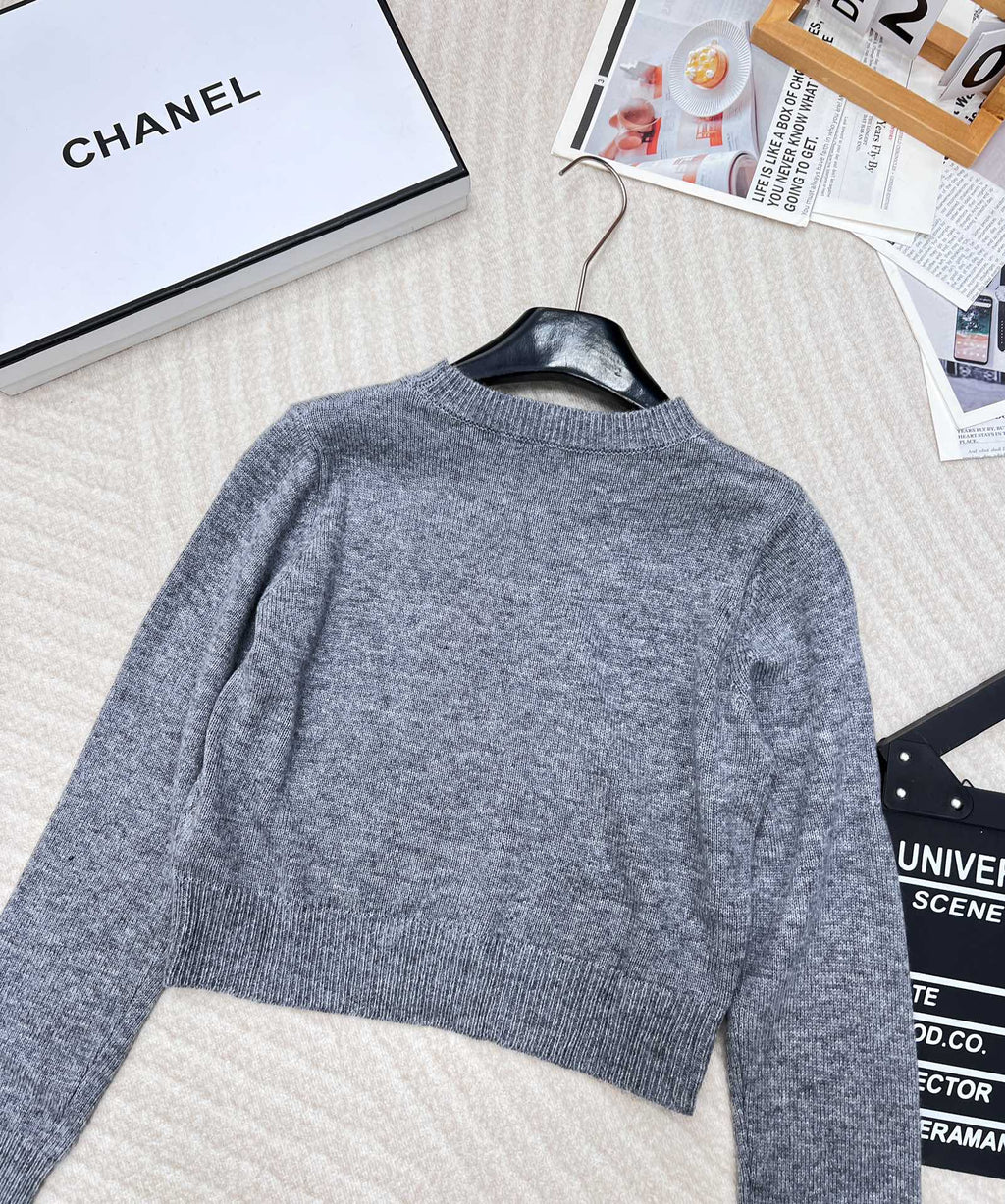 Collegiate Letter Knit Wool Sweater