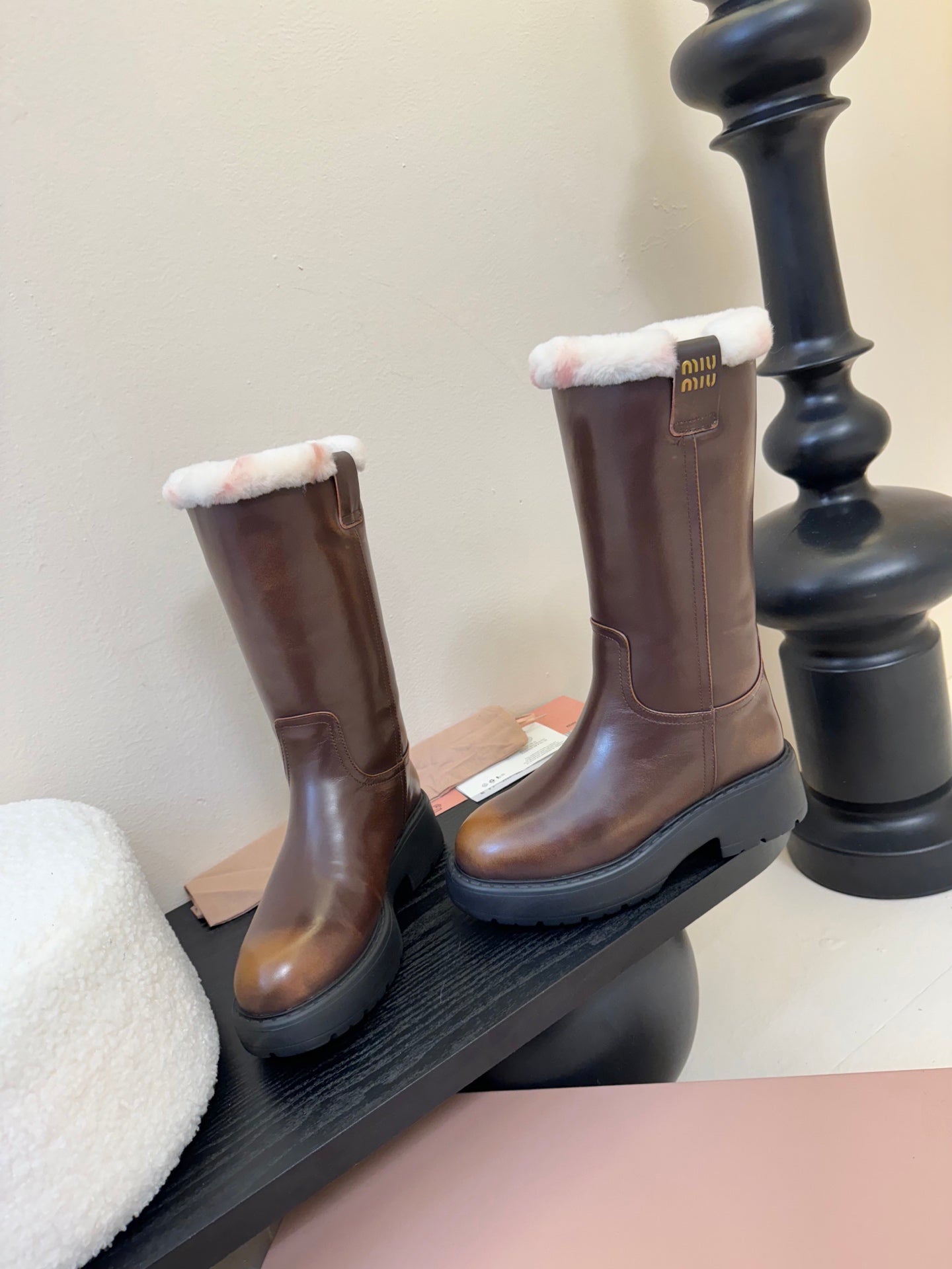 Chunky Platform Pull-On Knee-High Boots