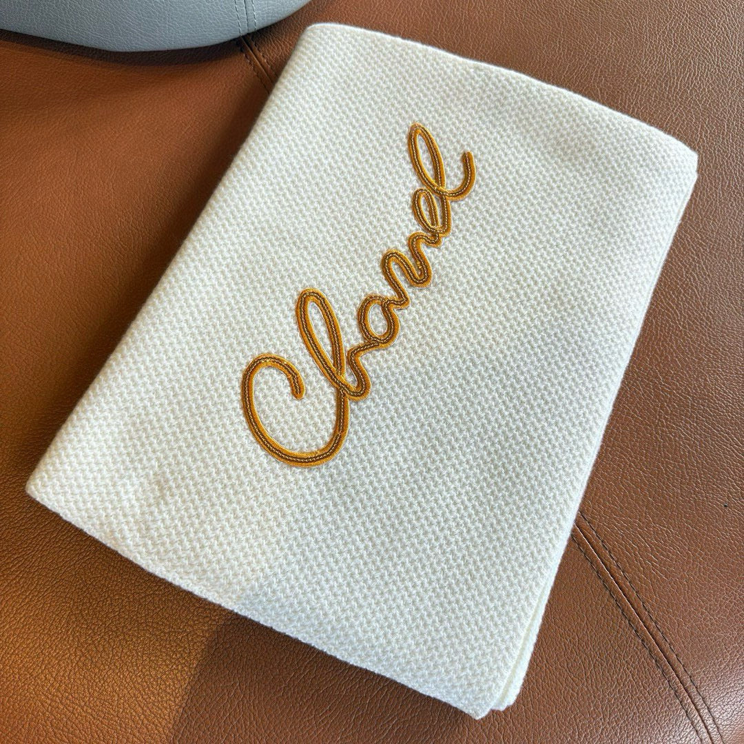 Cashmere Scarf with Embroidered Sequin Detail