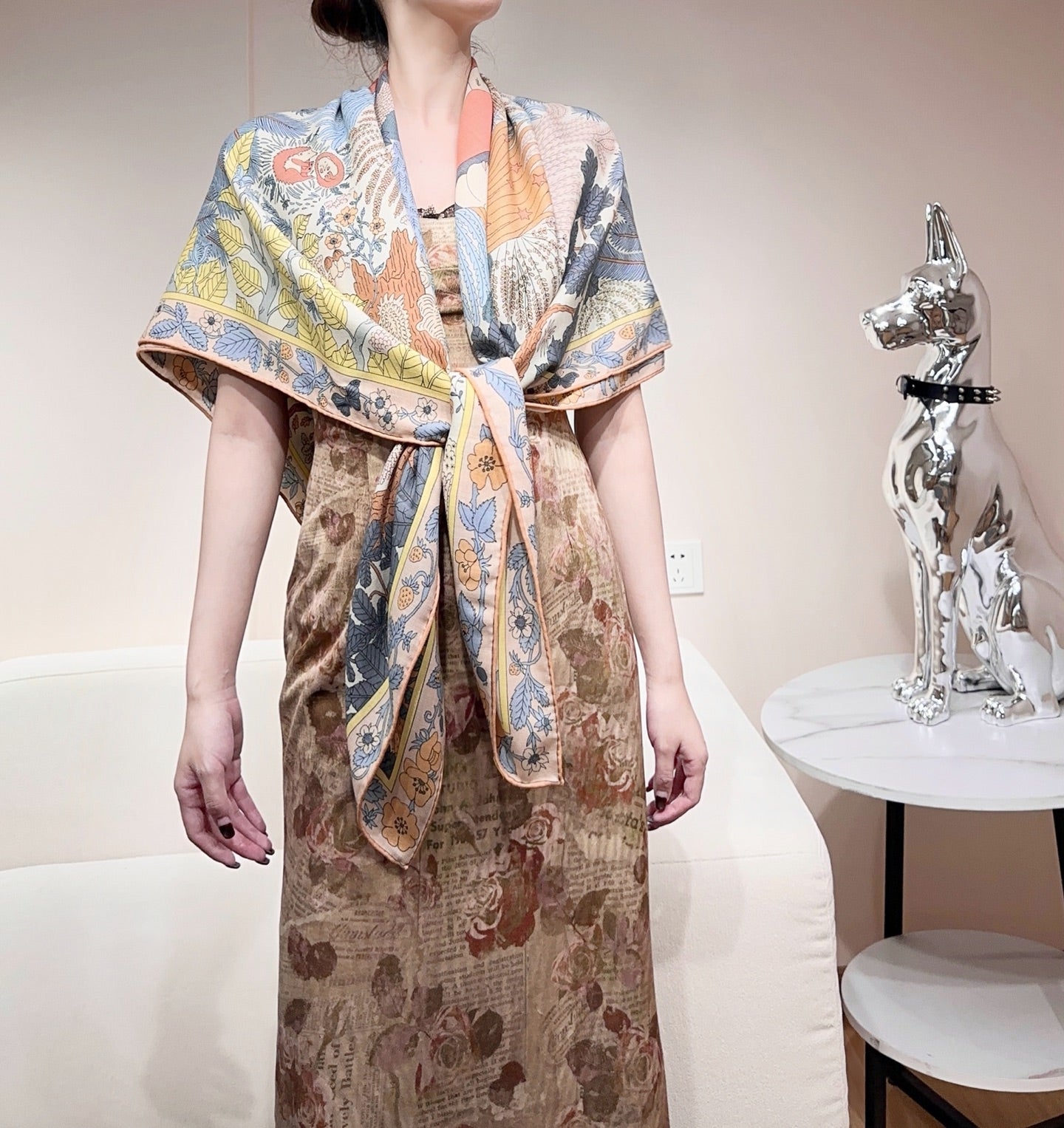 ew Luxury Double-Sided Cashmere & Silk Square Scarf — 135 × 135 cm