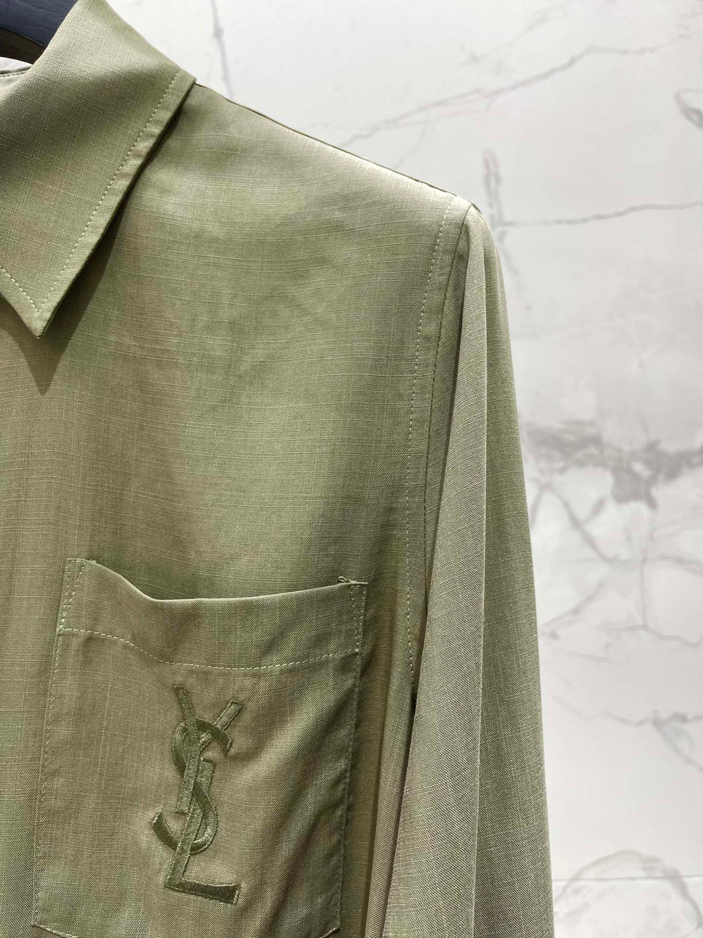 Elegant Embroidered Collar Pocket Shirt