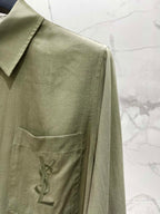 Elegant Embroidered Collar Pocket Shirt