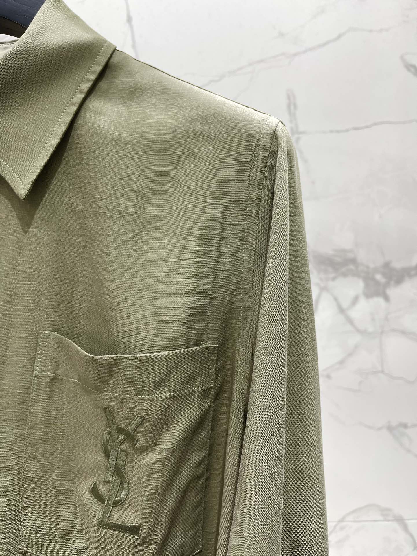 Elegant Embroidered Collar Pocket Shirt