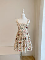 A Cotton Square-Neck Pearl Strap Dress