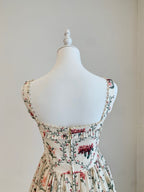 A Cotton Square-Neck Pearl Strap Dress