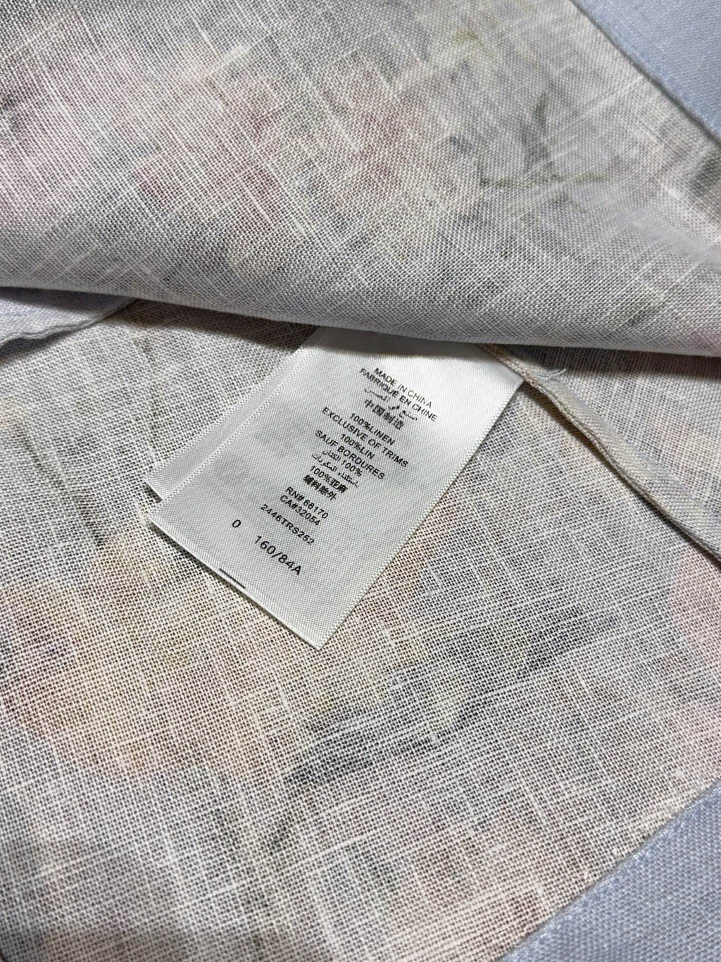 Linen Stand-Collar Dress with Lantern Sleeves