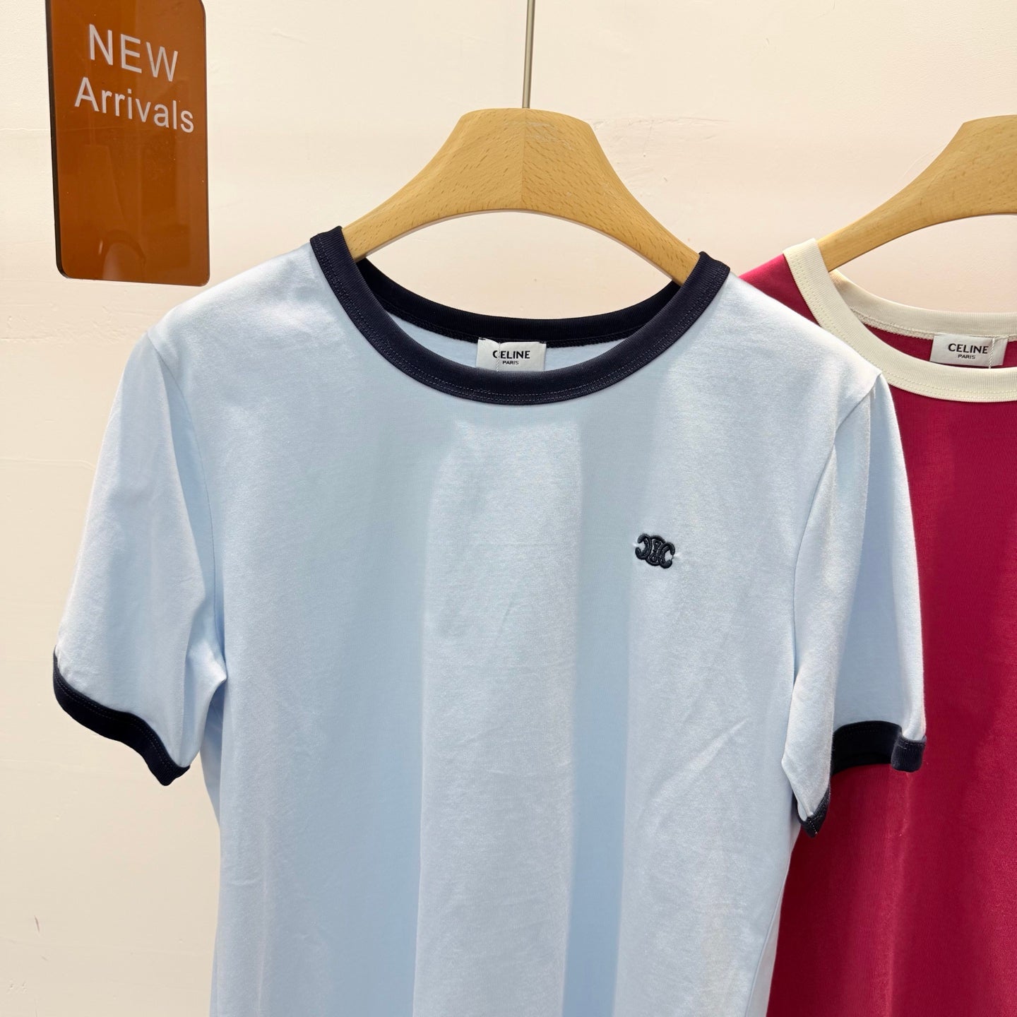 Contrast Trim Crew Neck Embroidered Logo Cotton T-Shirt