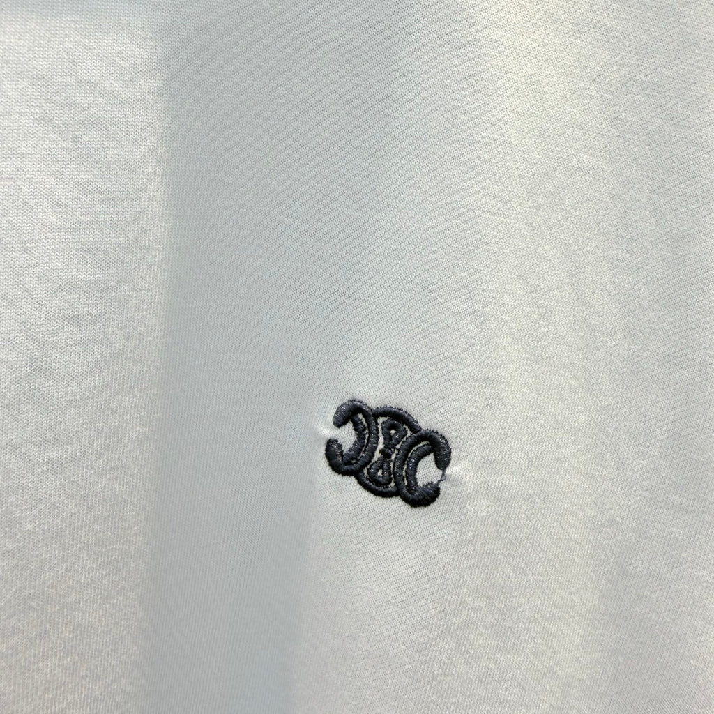 Contrast Trim Crew Neck Embroidered Logo Cotton T-Shirt