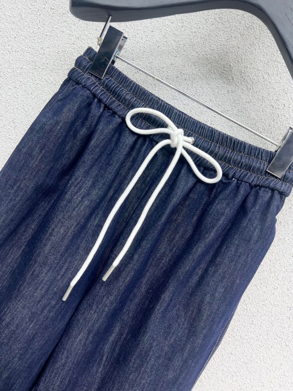 Washed Fringe Denim Long Pants