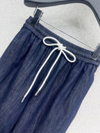 Washed Fringe Denim Long Pants