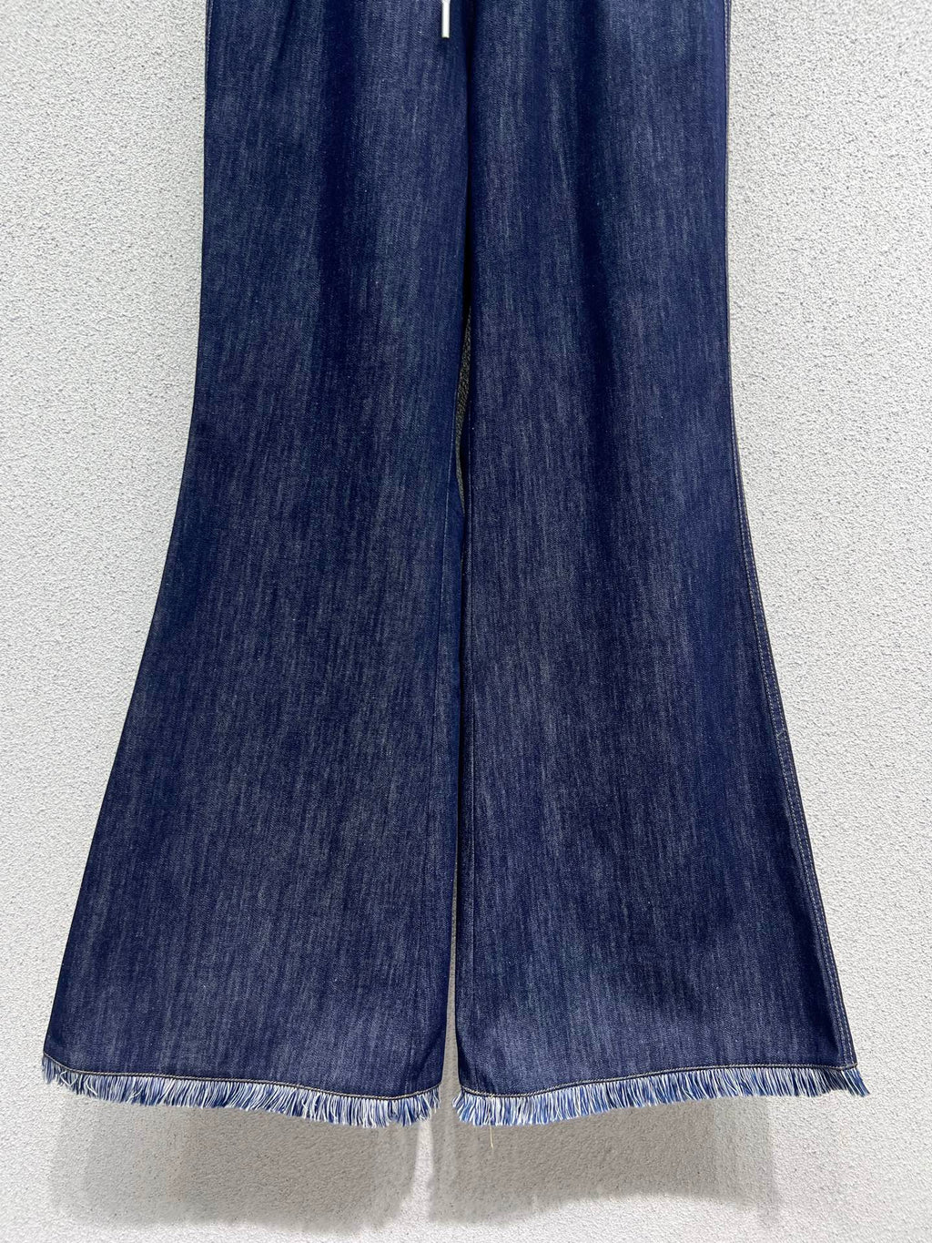 Washed Fringe Denim Long Pants