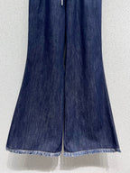 Washed Fringe Denim Long Pants