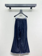 Washed Fringe Denim Long Pants