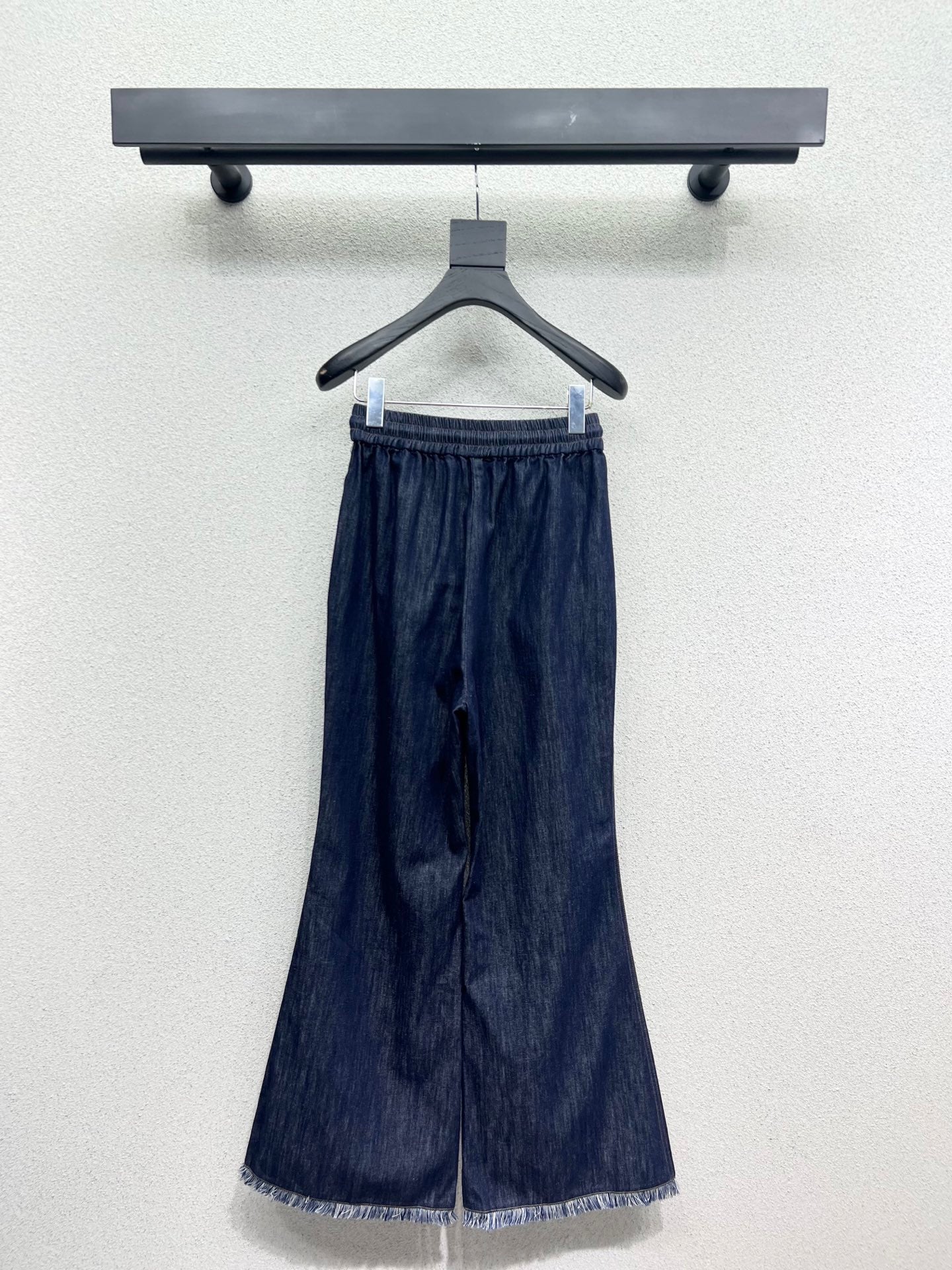 Washed Fringe Denim Long Pants