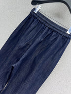 Washed Fringe Denim Long Pants