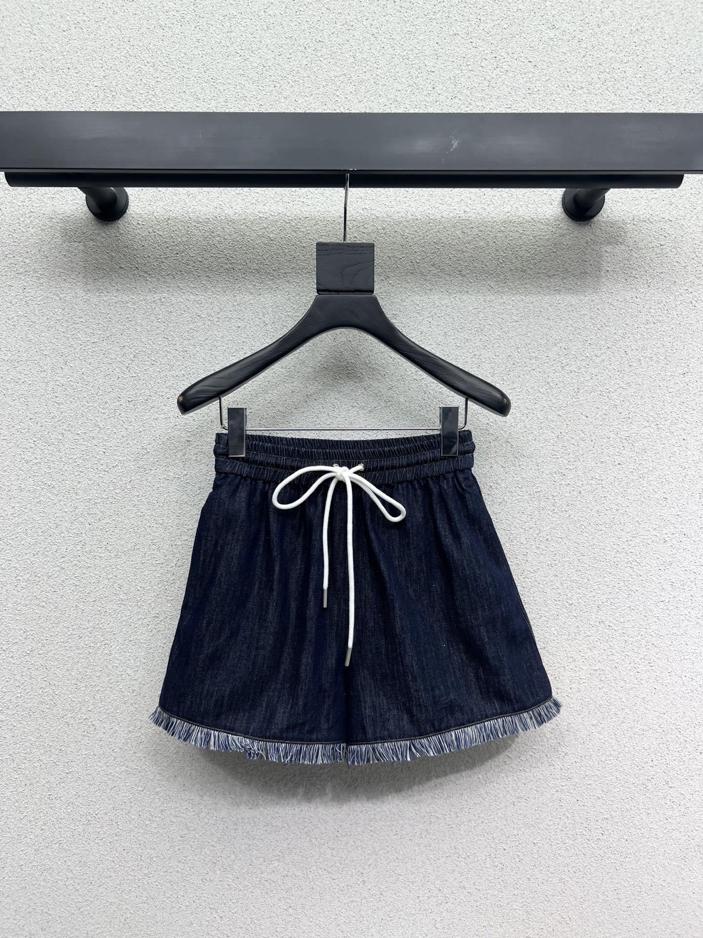 Washed Fringe Denim Shorts