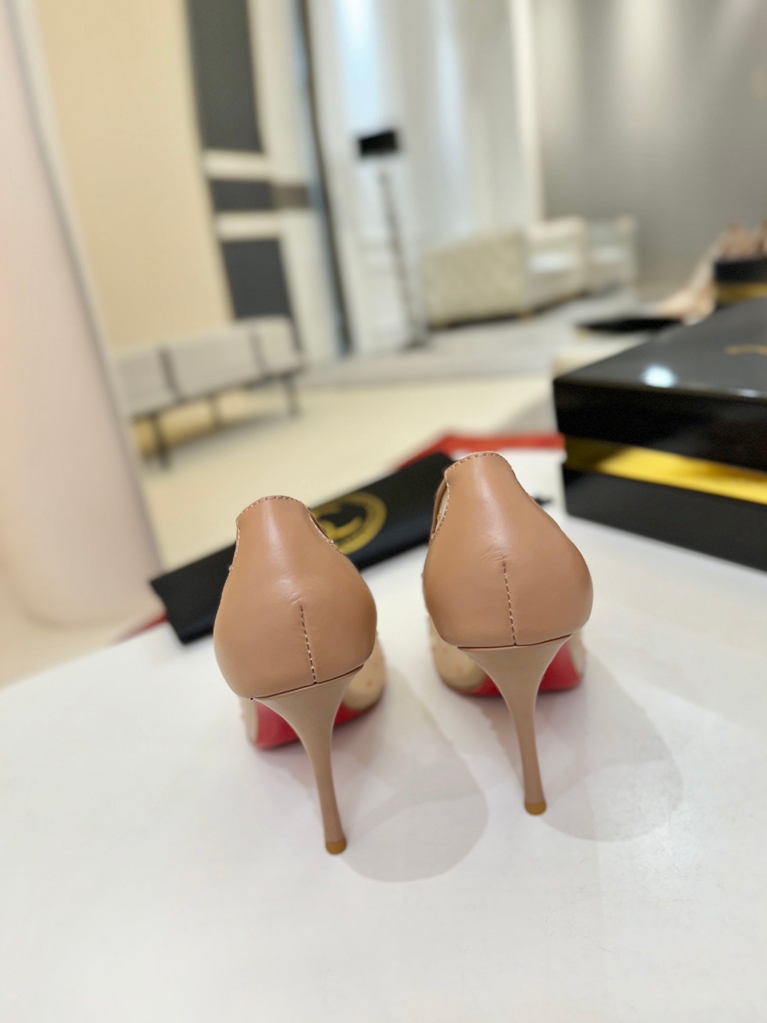 Crystal-Embellished Mesh Heels - (Top Quality )