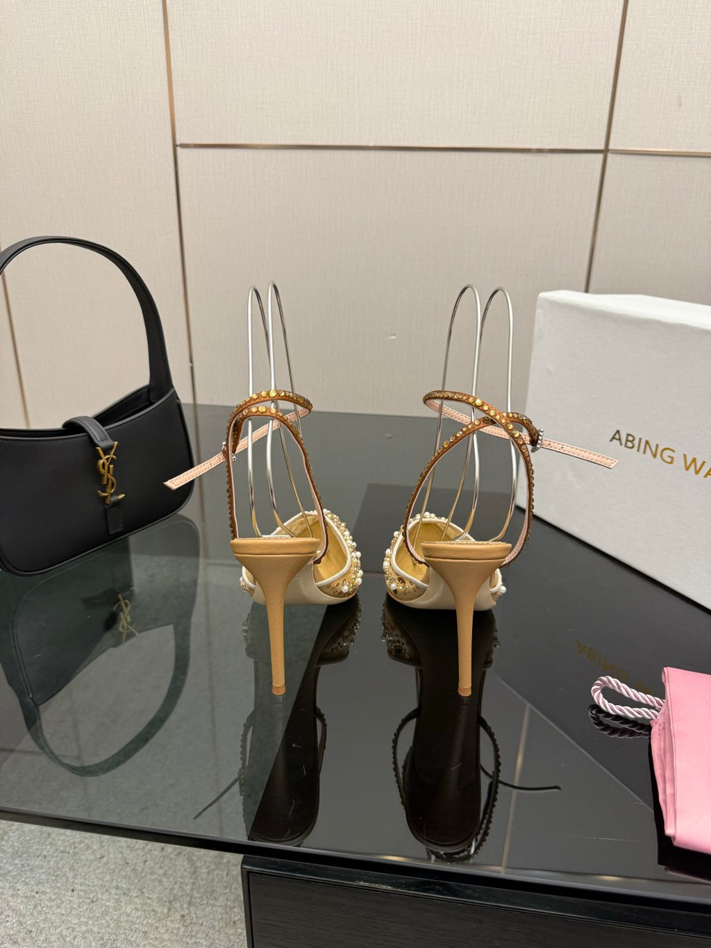 Crystal Mesh Pointed Patent Heels – ( Top Quality )