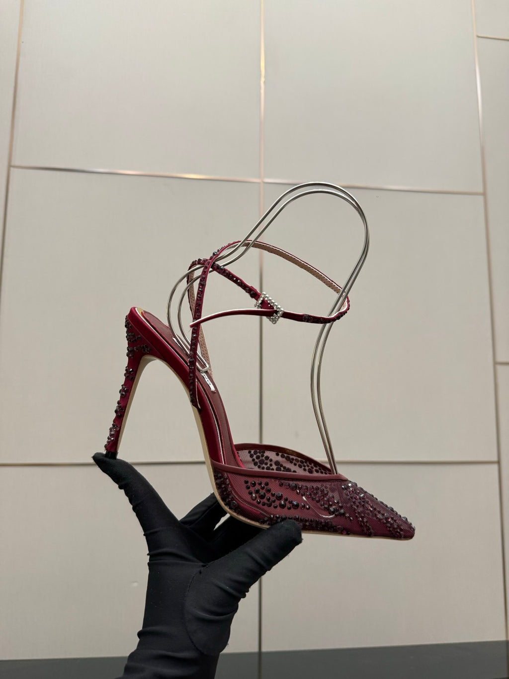 Crystal Mesh Pointed Patent Heels – ( Top Quality )