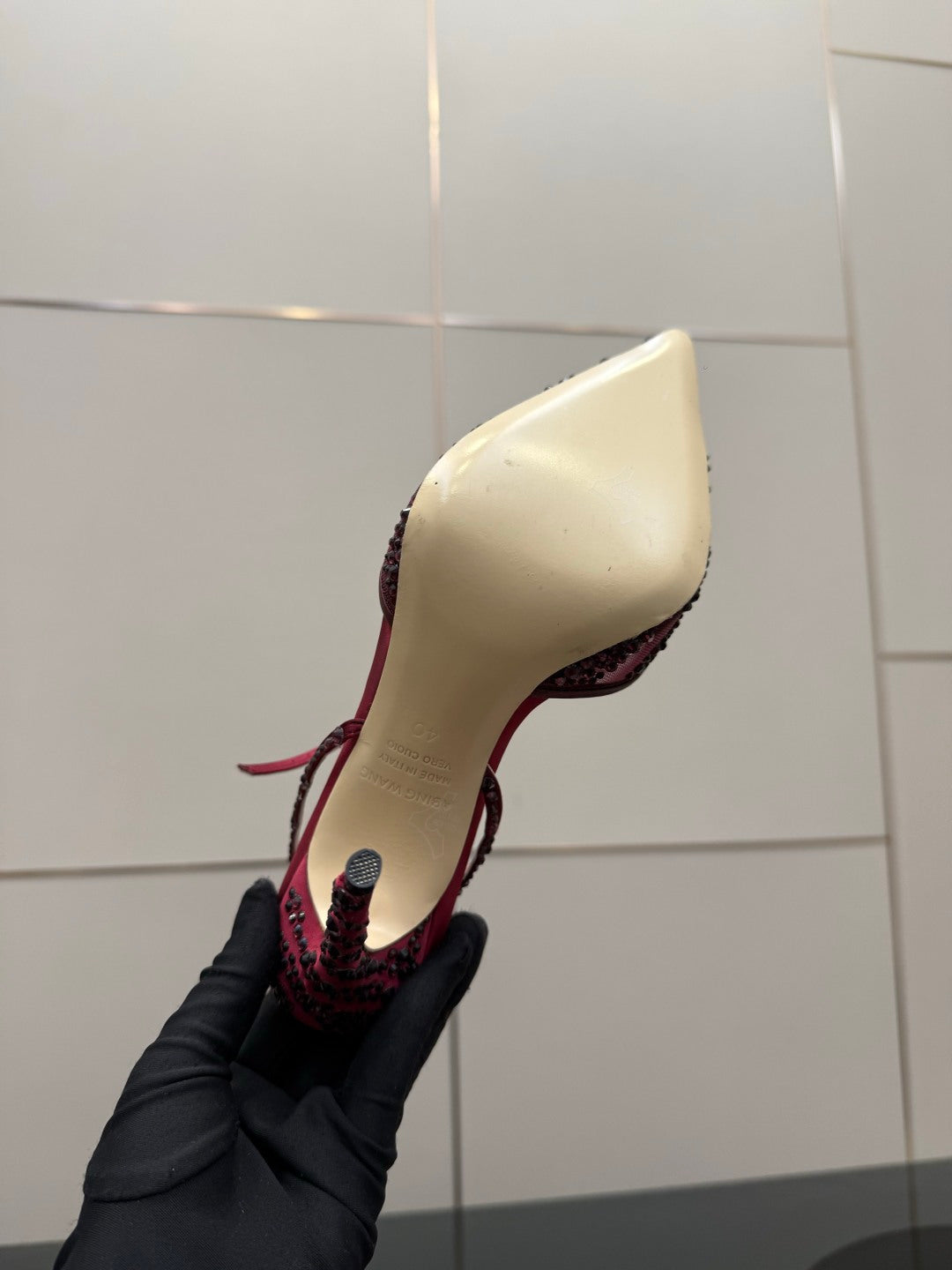 Crystal Mesh Pointed Patent Heels – ( Top Quality )