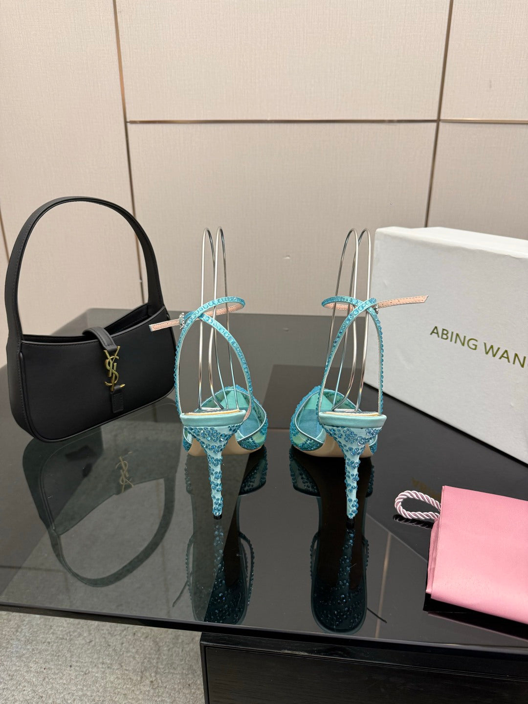 Crystal Mesh Pointed Patent Heels – ( Top Quality )