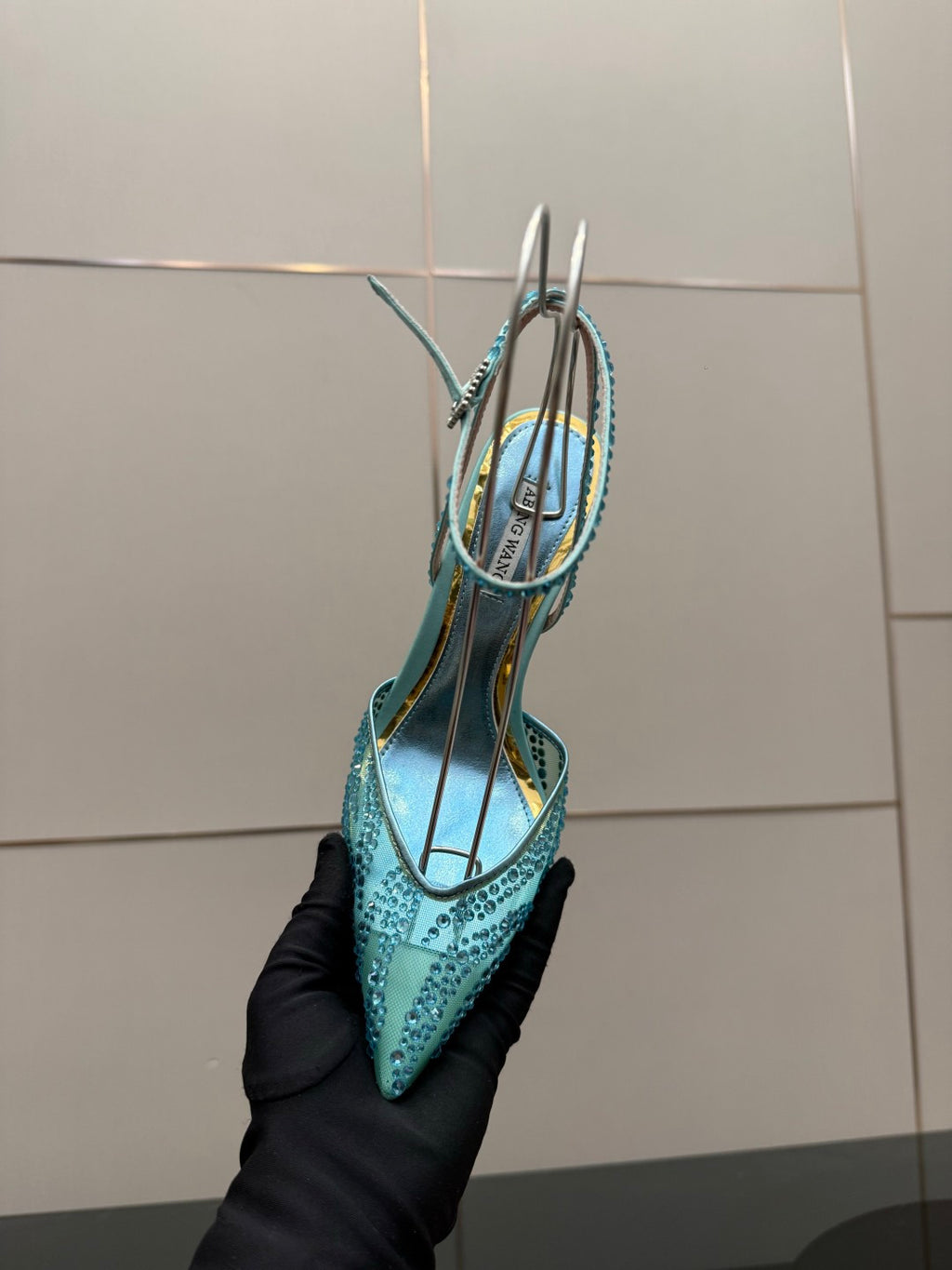 Crystal Mesh Pointed Patent Heels – ( Top Quality )