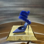 Snake-Wrap Mink Fur Crystal Heels - (Premium Quality)