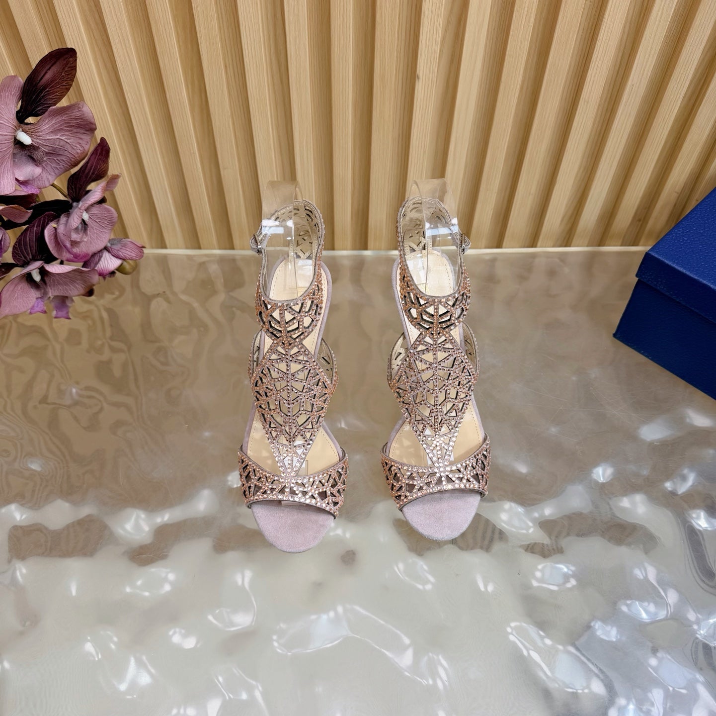 Glamour Silk & Crystal High Heels - (Top Quality)