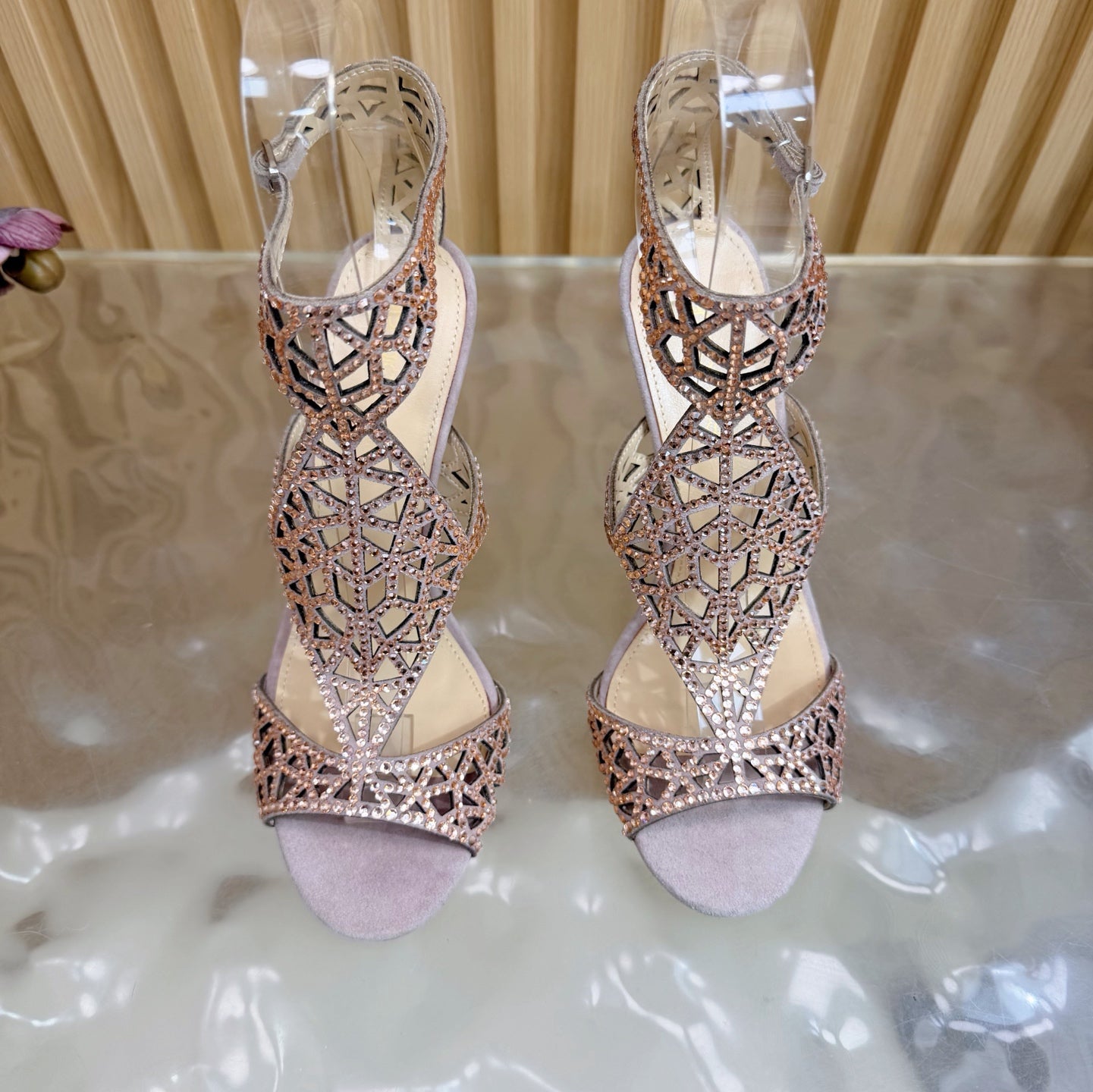 Glamour Silk & Crystal High Heels - (Top Quality)