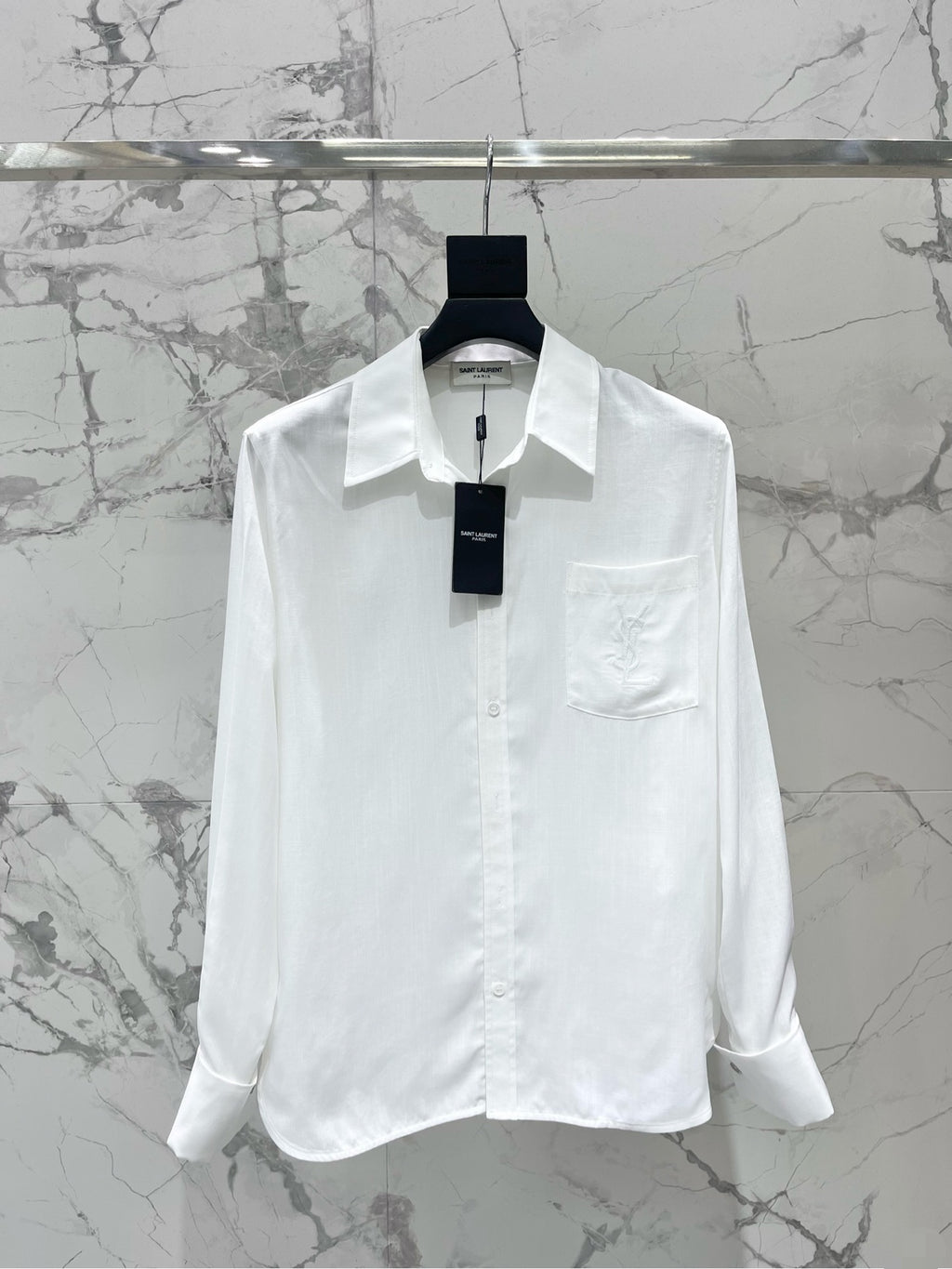 Elegant Embroidered Collar Pocket Shirt