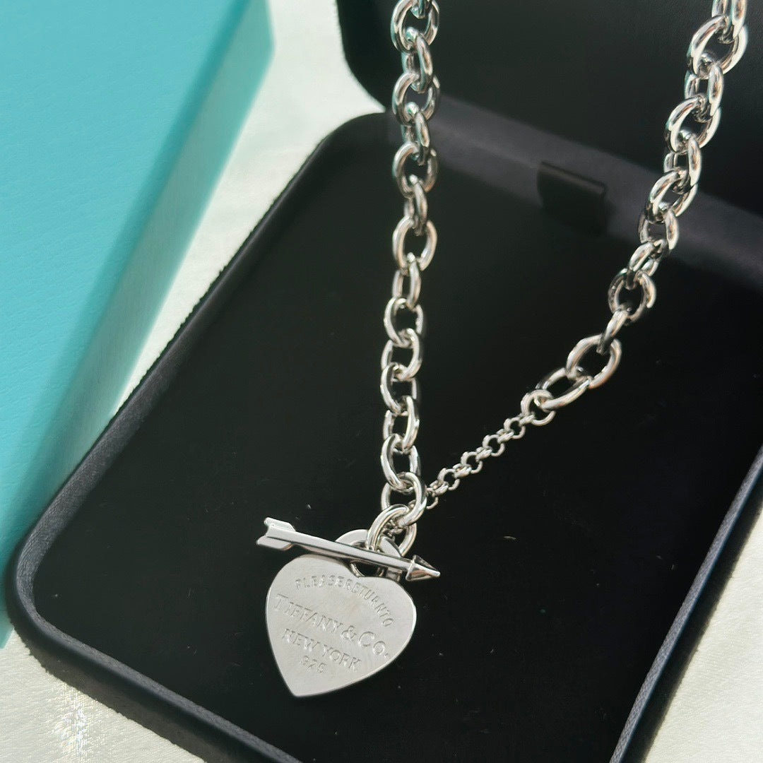 Arrow Through Heart Pendant Necklace