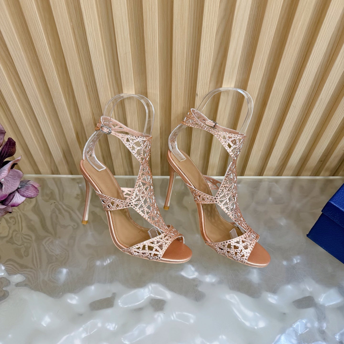 Glamour Silk & Crystal High Heels - (Top Quality)