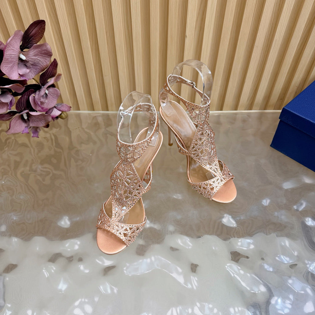 Glamour Silk & Crystal High Heels - (Top Quality)