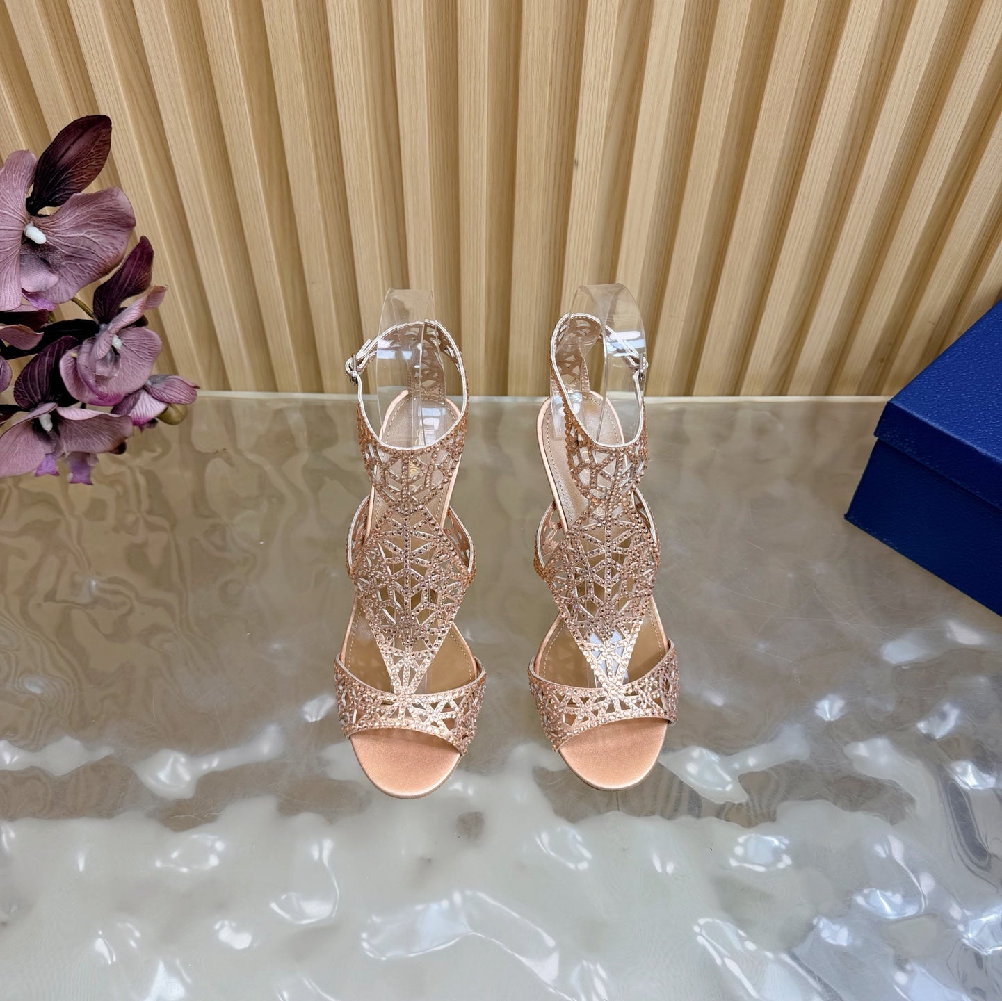 Glamour Silk & Crystal High Heels - (Top Quality)