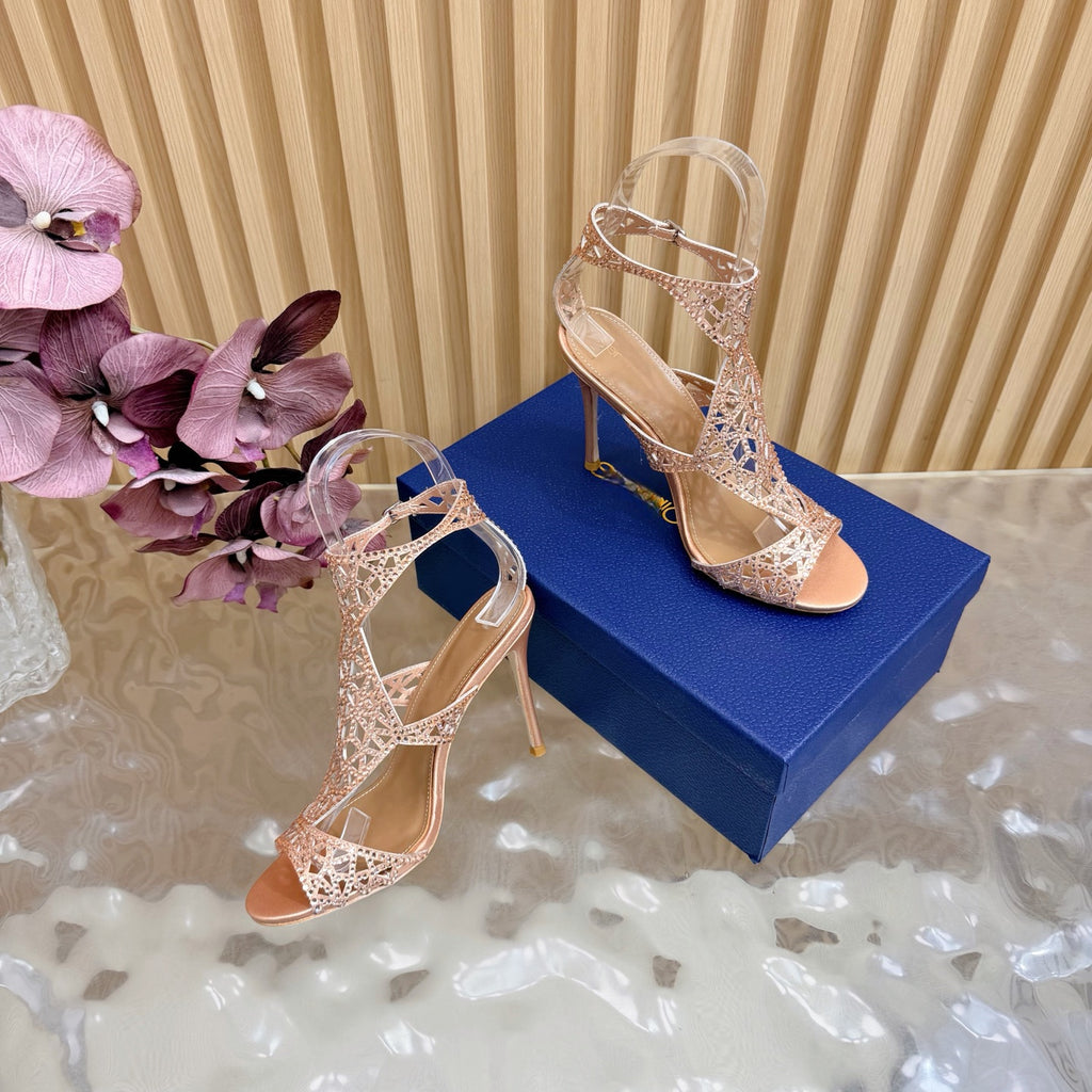 Glamour Silk & Crystal High Heels - (Top Quality)